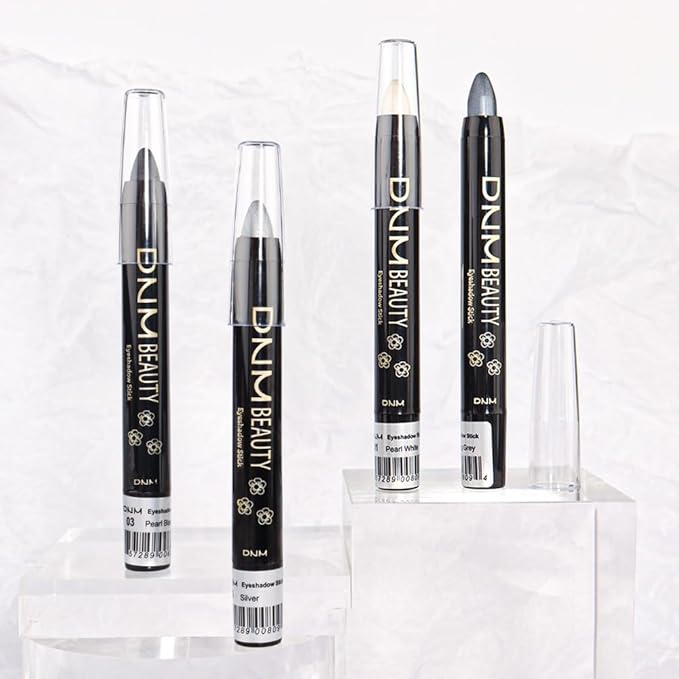 evpct Pearl Black Shimmer Cream Eye Shadow Brightener Sticks Set for Eyes, Black Shimmery Matte Pencil Eye shadow Applicator Stick Pen Palette Makeup Waterproof sombras en crema para ojos 03#