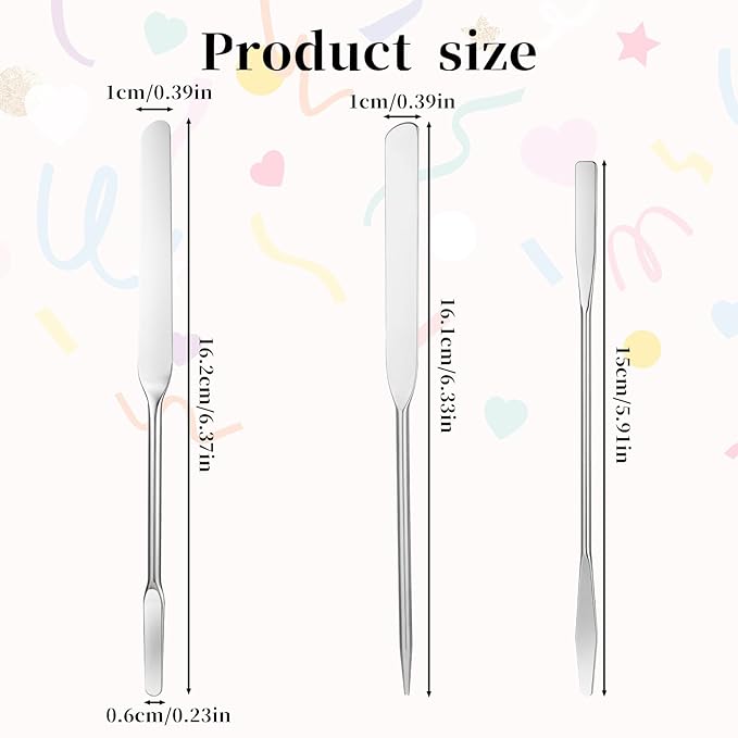 3 pcs Makeup Spatula Foundation Spatula, Stainless Steel Facial Beauty Spatula, Tiny Makeup Palette Mixer Face Cream Applicator Cosmetic Mixing Tool for Even Application Foundation Double Edged
