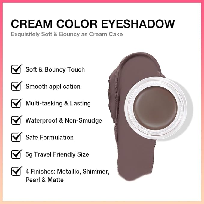 evpct Matte Chocolate Dark Brown Single Cream Eye Shadow Palette Pot Makeup for older Women, Highly Pigmented Monochrome Cream to Powder Eyeshadow Palette Matte Liquid eyeshadow, Natural Waterproof