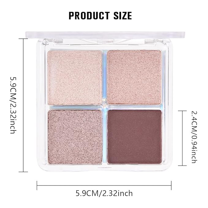 Kaely Powder Eyeshadow Quad, Pearl Mauve Glitter Shimmer Eyeshadow Palette Makeup, Neutral Eye Shadow Palette for Older Women Pigmented Waterproof, sombras para ojos, Blendable, Cruelty-free, 11