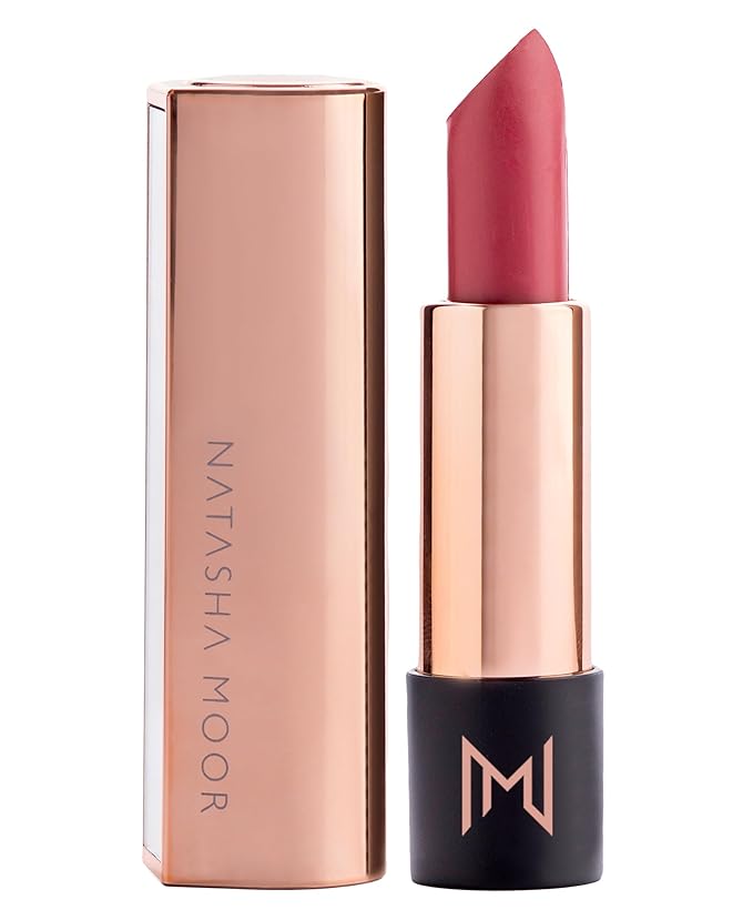 NATASHA MOOR Silk Suede Lipstick: Long-Lasting, Hydrating Semi-Matte Finish - Creamy, Cruelty-Free Formula - Silky Smooth and Highly Pigmented - Mirror for On-the-Go Glamour - WONDER