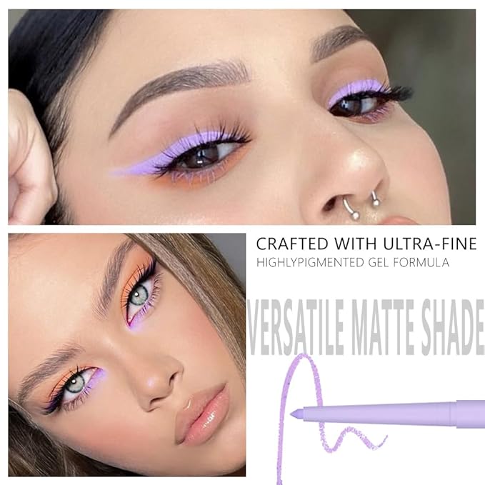 evpct Light Purple Eyeliner Pencil for Eyes, Voilet Purple Colored Eye Liner Pencil Makeup Waterproof Smudge Proof, Colored Gel Waterline Eyeliner Liquid Face Eye Paint Stick Lipstick Halloween Makeup