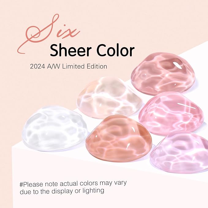 Nude Pink Gel Nail Polish Set- 6 Colors Sheer Milky White Jelly Gel Polish All Seasons Skin Tones Neutral Gel Polish Kit, Soak Off LED Gel Nail Kit Manicure DIY Home