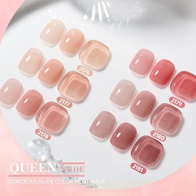 GAOY Nude Jelly Gel Nail Polish Set, 6 Transparent Colors Sheer Pink Neutral Gel Kit for Salon and Nail Art DIY at Home