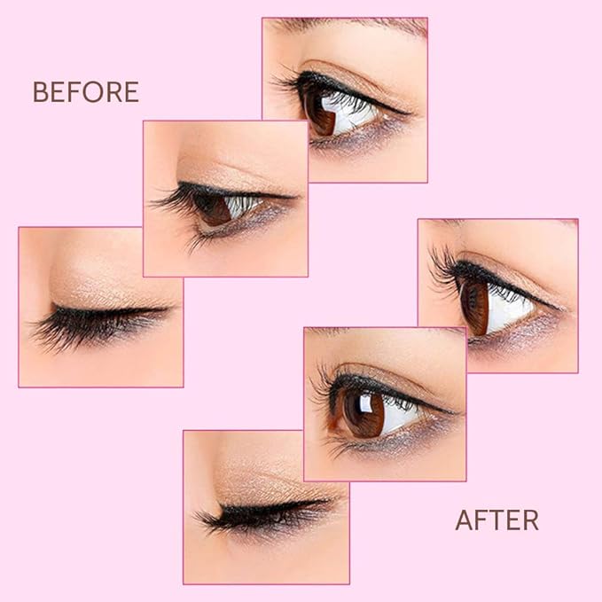 Stainless Steel Eyelash Curler with Built-in Comb Pinch Pain-Free Lash Curler with Brush Suitable for Any Eye Shapes and Sizes and with 5 Silicone Refill Pads (Pink)