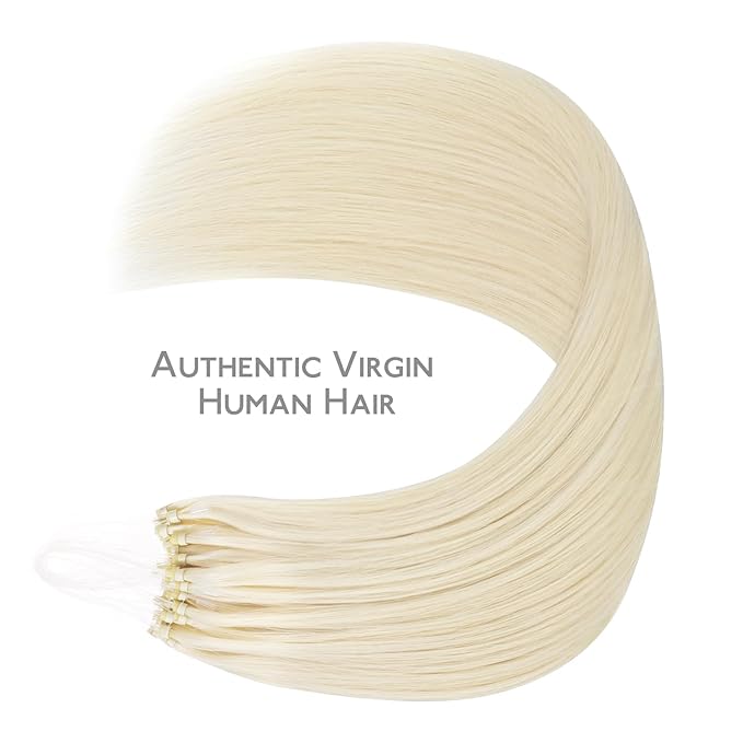 WENNALIFE Microlink Hair Extensions Human Hair, 50g 50s 24 Inch Platinum Blonde Remy Micro Bead Hair Extensions Real Human Hair Micro Link Micro Loop Micro Ring Hair Extensions Straight Microlinks