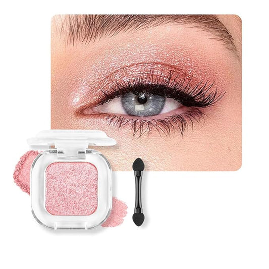 Pink Glitter Single Eyeshadow Makeup Powder Palette,High Pigment Blendable Formula Eye Make-up for Women,Neutral Eye Shadow,sombras para ojos,Longwear Waterproof,Vegan & Cruelty-Free,Eyeshadow Gift