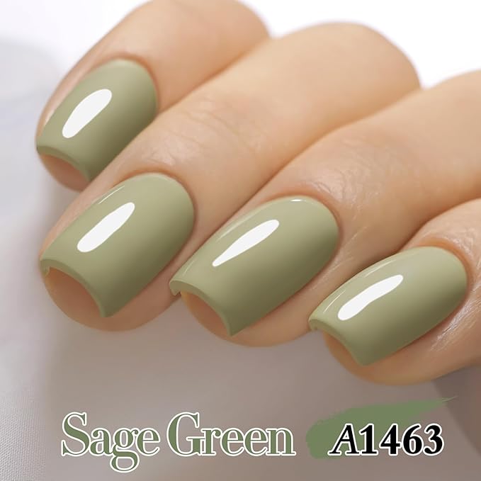 Double Rhythm 15ML Gel Polish Pure Sheer Same Color Same Bottle Soak Off Gel Polish Art Manicure Salon DIY at Home for Women (Sage Green-A1463)