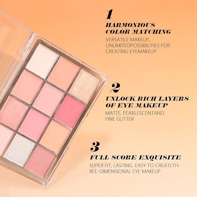 Nude Pink Eyeshadow Palette,Natural Neutral Warm Colors Cream Light Colors Eyeshadow Palette,Eye Shadow Palette Long Lasting Naturing-Looking Make Up Pallets for Women,Vegan