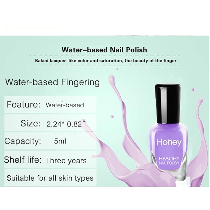 Non Toxic Easy Peel Off and Fast Dry Nail Polish Set for Pack, Eco Friendly & Organic Water Based Nail Polish for Women,Teens,Kids (10 Bottles)