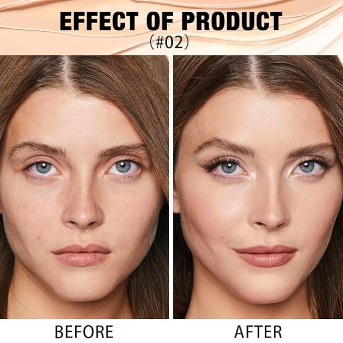 2 in 1 Foundation Concealer, Lightweight Creamy Long Lasting Face Makeup for Combination Oily Skin, Conceals Dark Circles Under Eyes Dark Spots and Blemishes, Vegan Cruelty-Free, Light