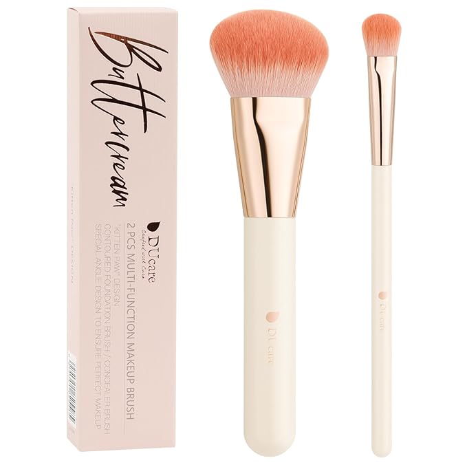 DUcare Foundation Contoured Brush - Concealer Brush Under-Eye Concealing and Contouring Makeup Brushes - Face Brush For Liquid Or Cream Foundations