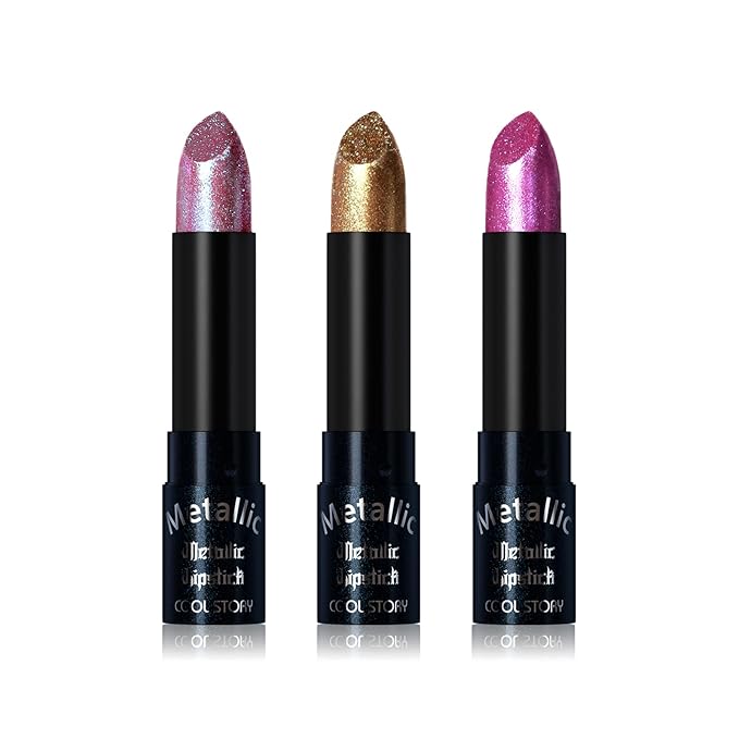 Metallic Glitter Lipstick Set Shimmering Colors (Set-B)
