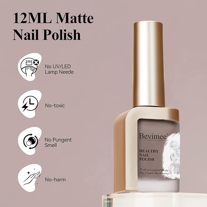 Matte Nail Polish, Air Quick Dry, Brown Nail Lacquer Matte Finish Effect, Nail Art Varnish Long Lasting & Fast Drying Velvet Nail Polish For Nail Art, 12ml