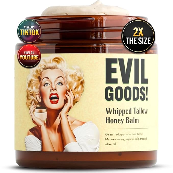 Whipped Beef Tallow and Honey Balm Moisturizer for Skin, Face, Lips, Body - Unscented