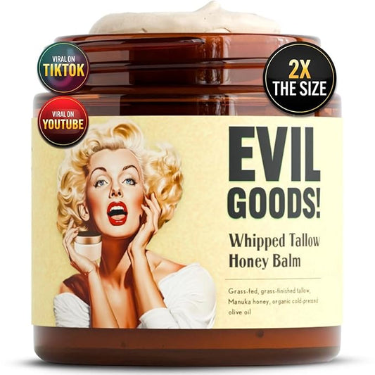 Whipped Beef Tallow and Honey Balm Moisturizer for Skin, Face, Lips, Body - Unscented