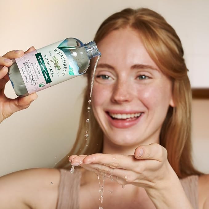 Humphreys Witch Hazel Refining Toner | Wild Harvested Witch Hazel & Rose | USDA Organic | Natural | Soothing & Clarifying | 8 Fl Oz