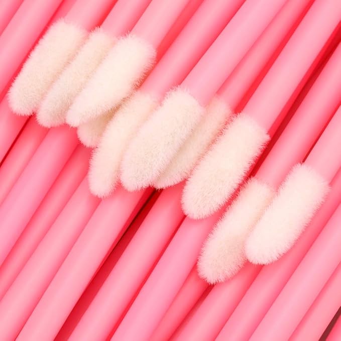 100PCS Lip Gloss Applicators, Disposable Lip Brushes Lip Gloss Applicators Lipstick Gloss Wands Applicator Perfect Makeup Tool Kits (Baby Pink)