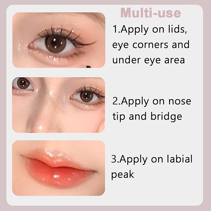 6Pcs Liquid Glitter Eyeshadow Eyeliner, Korean Makeup, Bling Under Eye Shadow, Shimmer Eye Make Up Valentine's Gift Set,Long Lasting,Quick Drying & Pigmented Loose Glitter Glue for Crystals Makeup