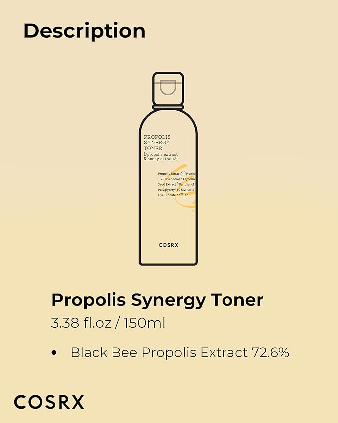 COSRX Full Fit Propolis Synergy Toner, 150ml / 5.07 fl.oz | Instant Moisture Boosting Toner, Propolis 72.6% Honey 10.7% Panthenol, Korean Skin Care