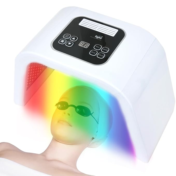 Light Mask - 7 Color Photon Facial Device for Skin Care, Red & Blue Light for Face, Neck & Body, Rechargeable Home Use