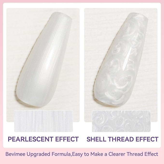 Pearl Gel Nail Polish 12ml Pearl White Mermaid Iridescent Gel Polish Chrome Aurora Nail Drawing Swirl Shell Thread Effect Pearlescent Nail Polish Soak Off UV LED Nail Art Salon Home DIY