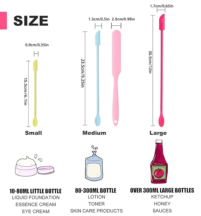 Beauty Spatula, 4 Pcs Small Spatula Mini Spatula for Cosmetics Lotion Makeup Spatula, Every Drop Tiny Spatula for Makeup and Kitchen Jar, Wax Waxing Body Hair Removal spatula