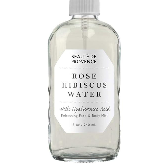 BEAUTE DE PROVENCE Rose Water Spray for Face & Body Refreshment with Moisturizing Hyaluronic Acid and Hibiscus water | Instant Hydration, Cooling, Calming & Conditioning (8 FL OZ)
