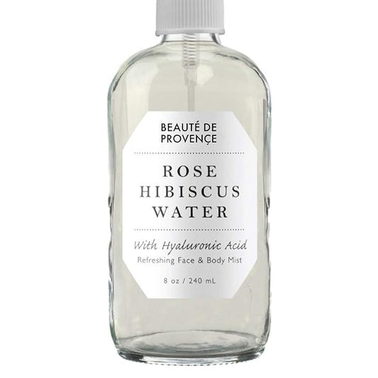 BEAUTE DE PROVENCE Rose Water Spray for Face & Body Refreshment with Moisturizing Hyaluronic Acid and Hibiscus water | Instant Hydration, Cooling, Calming & Conditioning (8 FL OZ)