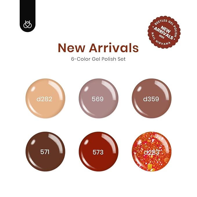 Beetles Fall Gel Nail Polish Set - Nude Brown Burgundy Red Natural 6 Colors Skin Tones Gel Nail Polish Soak off Nail Uv Lamp Manicure Caramel Collection Gifts for Women