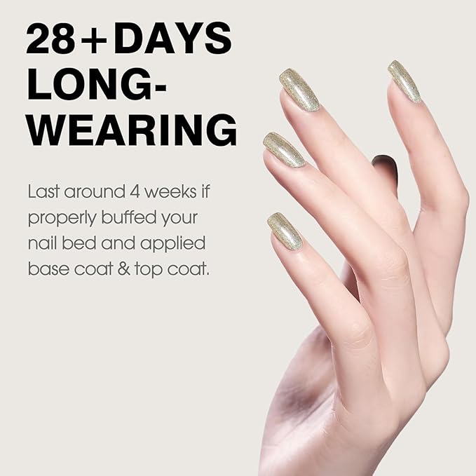 CANNI Champagne Gold Glitter Gel Polish – 9ML Sparkly Soak-Off UV/LED Gel Nail Polish, Shiny Metallic Finish for French Manicure, DIY or Salon Use