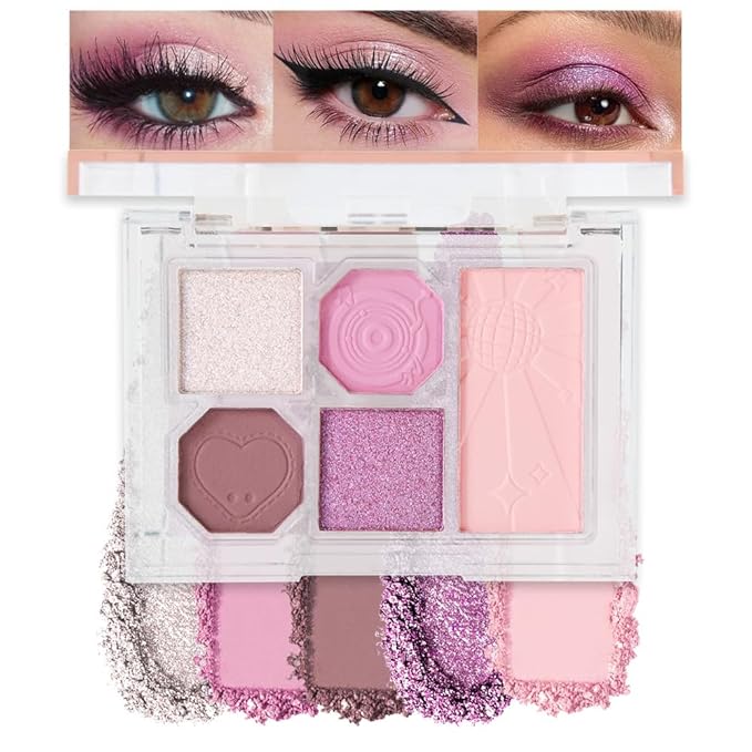5 Colors Eyeshadow Palette Makeup, Matte Shimmer Eye Shadow Palette, Long Lasting Naturing-Looking, paleta de sombras de ojos,Everyday to Eye Makeup Looks,Vegan & Cruelty-free 04#
