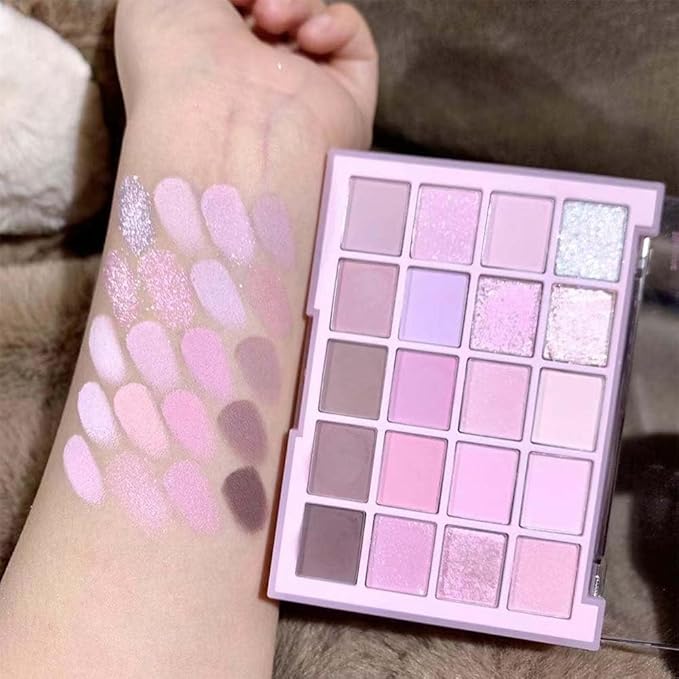 20Colors Light Purple Pink Nude Basics Matte Eyeshadow Palette,Eye Shadow Travel Makeup Palette all in one Long Lasting Waterproof,Great for Travel Gift Kit