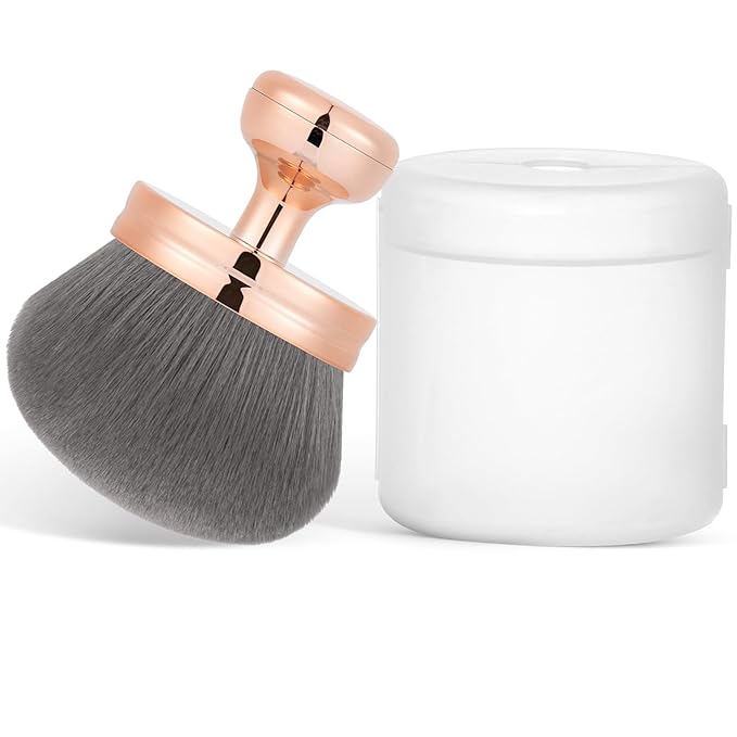 Yoseng Extra Large Body Makeup Brush For Self Tanner – 74mm Wide-headed Vegan Kabuki Brush for Body Makeup, Tanning & Shimmer | Big Fluffy Bronzer Brush with Protective Travel Cover