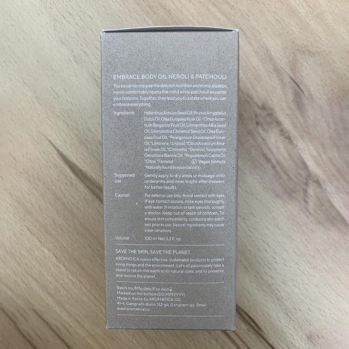 AROMATICA Embrace Body Oil Patchouli & Neroli Essential Oil, Aromatherapy Oils, Scented Body Oil, After Shower Body Oil for Women, Non-Greasy Body Serum, Body Moisturizer for Dry Skin 3.38 fl. oz