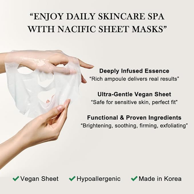 KOSBEAUTY NACIFIC Face Masks Skincare Korean – Premium 10-Sheet Variety Pack for Ultimate Skin Nourishment – Hyaluronic Acid, Ceramide & Vitamin-Infused for All Skin Types