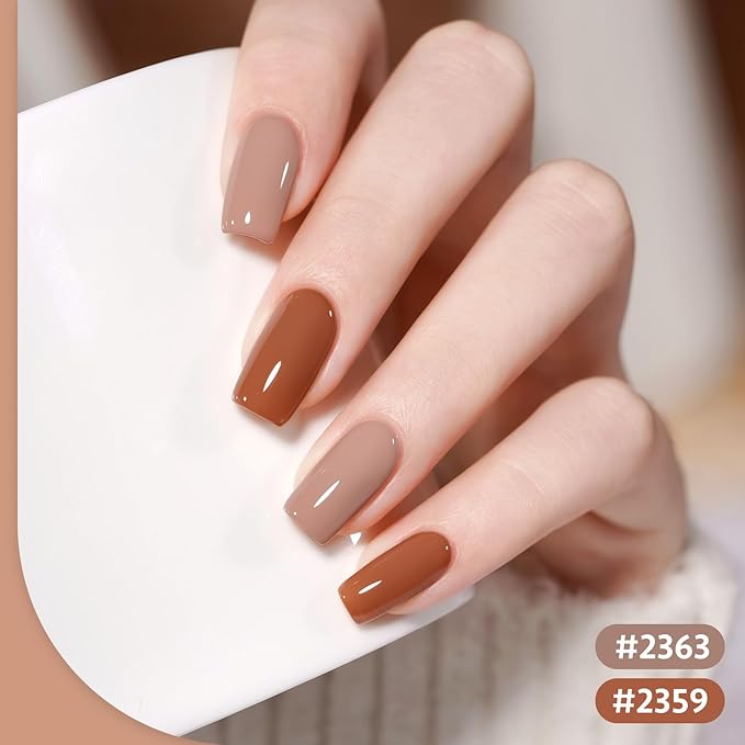 GAOY Gel Nail Polish, Red Brown Nude White Gel Polish Kit for Salon Manicure and Nail Art DIY at Home