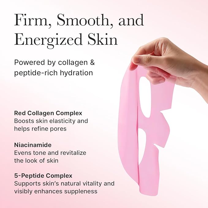 ARENCIA Red Collagen Jello Mask, Plump & Hydrating x 4ea, Overnight Hydrogel Mask for Dry, Mature Skin, Packed with Collagen, 5 Peptides, 2% Niacinamide