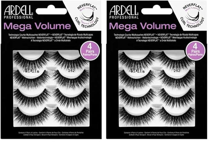 Ardell False Eyelashes Mega Volume 252, 2 pack (4 pairs per pack)