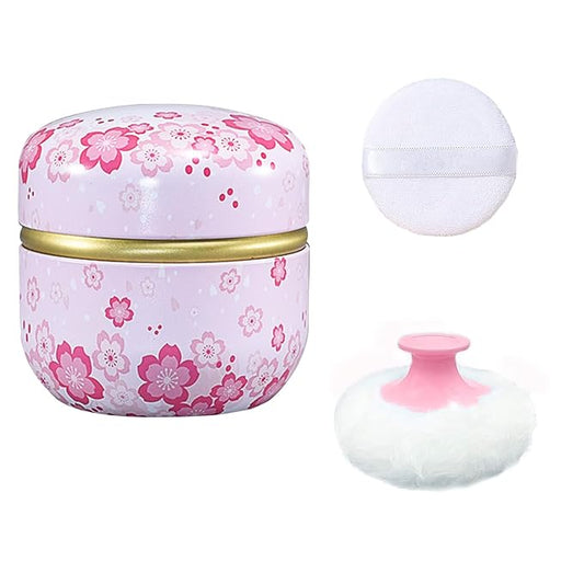 Body Powder Puff and Container for Dusting Powder, Women Powder Puff and Powder Case for Bath and Travel (Light Pink)