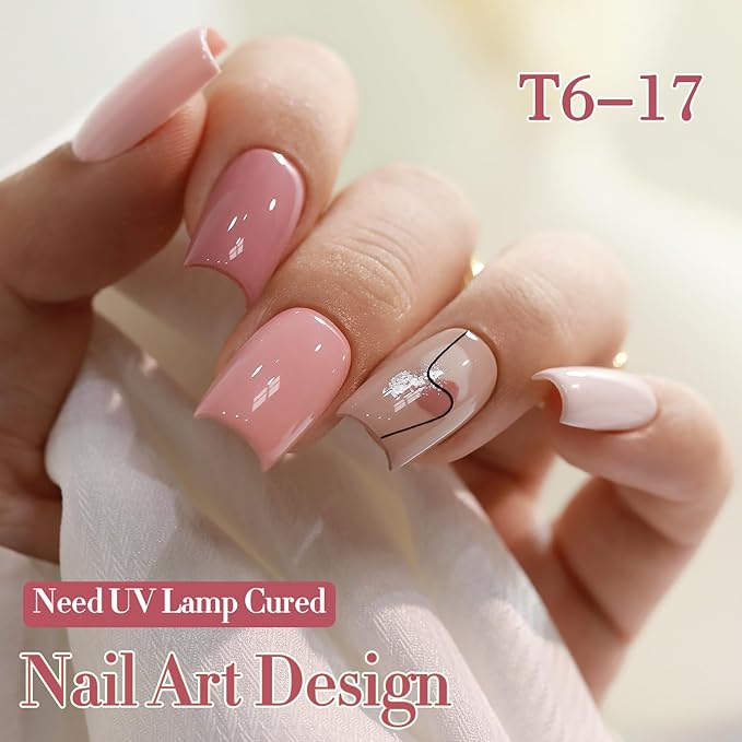 Double Rhythm 6 Pcs 15 ML Gel Polish Set Same Color Same Bottle Soak Off Gel Polish Kit Nail Art Manicure Salon DIY at Home for Women (Light Dark Nude Pink Beige-T6-17)