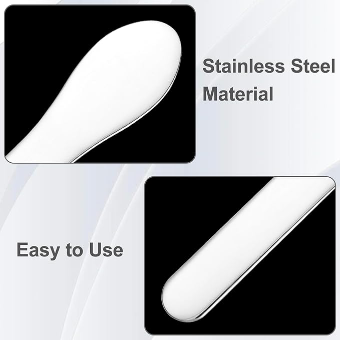 3pcs Mini Metal Makeup Spatula, Reusable Cosmetic Cream Spatulas Spoon, Skincare Scoop Applicator Facial Massage Beauty Tools for Mixing and Sampling Face Eye Cream- Silver