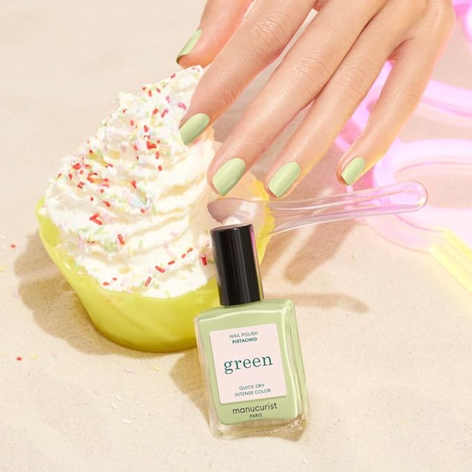 Manucurist Green Pastel Nail Polish Pistachio Green - Classic Natural 9-Free, Plant-Based and Vegan -Made in France