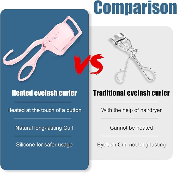 Heated Eyelash Curler, Long-Lasting Electric Lash Curler Rechargeble, for Natural Curling Eye Lashes