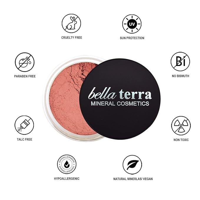 Bellaterra Cosmetics Mineral Loose Blush 9g | Buildable Color, Long-Wearing Powder with Illuminating Finish, Finely Milled Minerals for Smooth Blend and Natural Glow (Unadulterated Life)