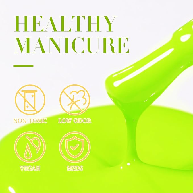 Double Rhythm 15ML Lime Green Gel Polish Pure Sheer Same Color Same Bottle Soak Off Gel Polish Art Manicure Salon DIY at Home for Women (Neon Green-A1305)