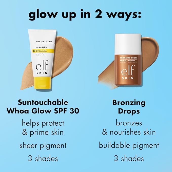 e.l.f. SKIN Bronzing Drops, Liquid Bronzer For Face & Skin, Creates A Sun-Kissed Glow, Infused With Vitamin E, Vegan & Cruelty-Free, Pure Gold