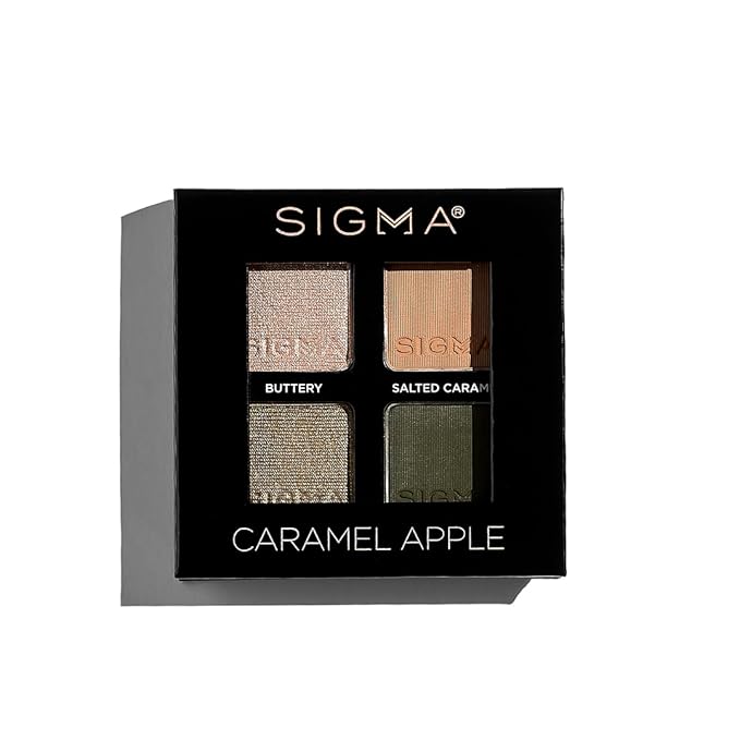 Sigma Beauty Quad Eyeshadow Palette – Makeup Eyeshadow Quad with a Buttery Soft Formula and Buildable, Blendable Shades for a Flawless Eye Look, Designed for All Day Wear (Caramel Apple)