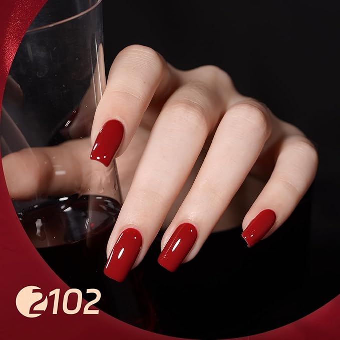 GAOY Viva Chili Gel Nail Polish Set, 6 Colors Including Burgundy Red Glitter Red Jelly Gel Polish Kit for Salon Manicure and Nail Art DIY at Home