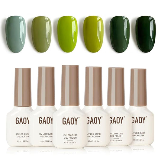 GAOY Jade Green Gel Nail Polish Set, Mint, Moss and Emerald Shades, Gemstone Nail Art Manicure